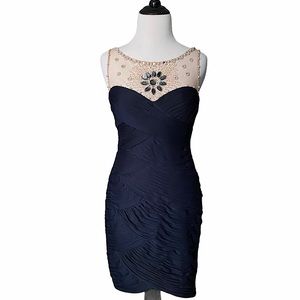 ADRIANNA PAPELL jeweled sleeveless cocktail dress